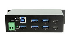 USB-C 7 Port Hub with 2 USB-C and 5 USB-A – DIN Rail and Surge Protection