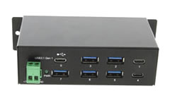 usb 2.0 multi port network hub 4 ports with screw lock cable mountUSB Type-C 7 Port Hub with 3 Type-C & 5 Type-A Ports w/DIN Rail – Surge Protection