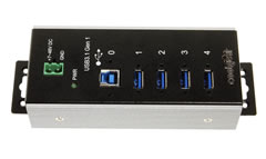 4-Port USB3.1 Gen 1 Industrial High Temperature Hub w/Mounting Kit